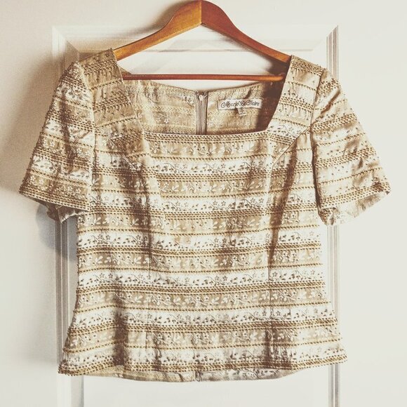 Vintage Marie St. Claire Beaded Embroidered Top - Picture 1 of 6